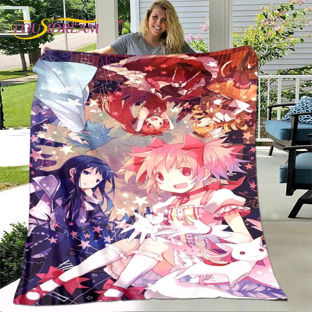 Puella Magi Madoka Magica Cartoon Soft Plush Blanket,Flannel Blanket Throw Blanket for Living Room Bedroom Bed Sofa Picnic Cover