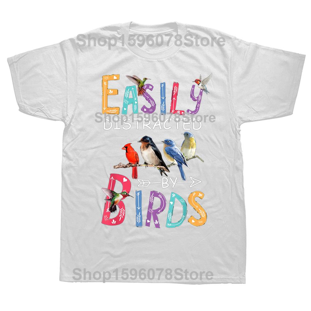Easily Distracted By Birds Funny Bird Graphic Tshirt Men Women Hip Hop Oversized T Shirt 100 Cotton Comfort Tshirts