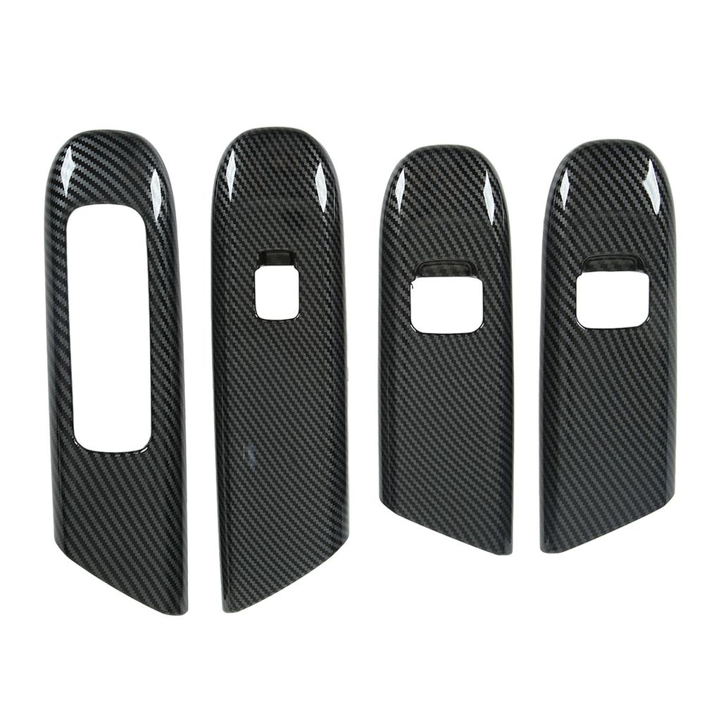 4 Pcs Door Window Control Panel Cover Carbon Fiber Style Window Lifter Decor Replacement for Mercedes‑Benz C‑class W206