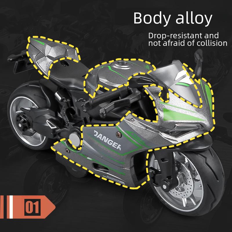 1:12 Handmade Police Motorcycle Model Toy - Pull Back Alloy Ornaments for Kids