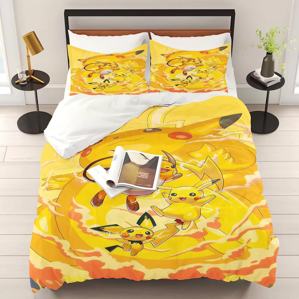 Pokemon Duvet Cover Set Comforter Bedding 3d Children'S Bedding Set 3-Piece 1 Quilt Cover King Size