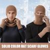 3Pcs/Set Winter Hat Scarf Gloves Set Solid Color Windproof Brimless Hat Neck Warmer Touch Screen Gloves Set
