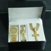 Trendy Zinc Alloy Cross Watch Set Gold Plated Link Chain Necklace Bracelet Hip-Hop Style Unisex All-Match Jewelry Featuring
