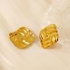 Французская высокая мода персонализированные серьги-пусеты с покрытием из 18-каратного золота серьги из нержавеющей стали с квадратной текстурой серьги с темпераментом