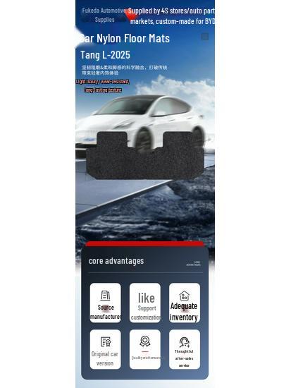 Черные велюровые напольные коврики из нейлона для модели BYD Tang L-25