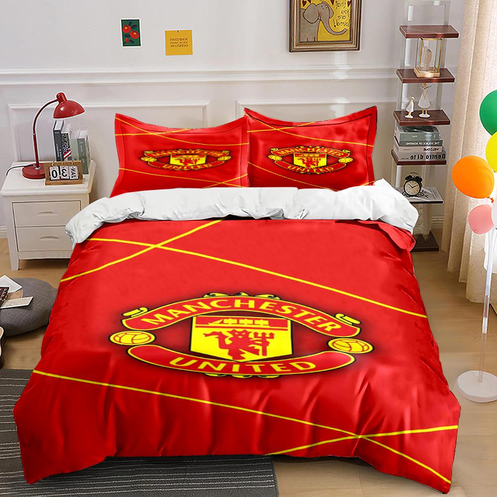 Red Manchester Bedding Set Bedding set (1 duvet cover, 2 pillowcases, duvet not included)