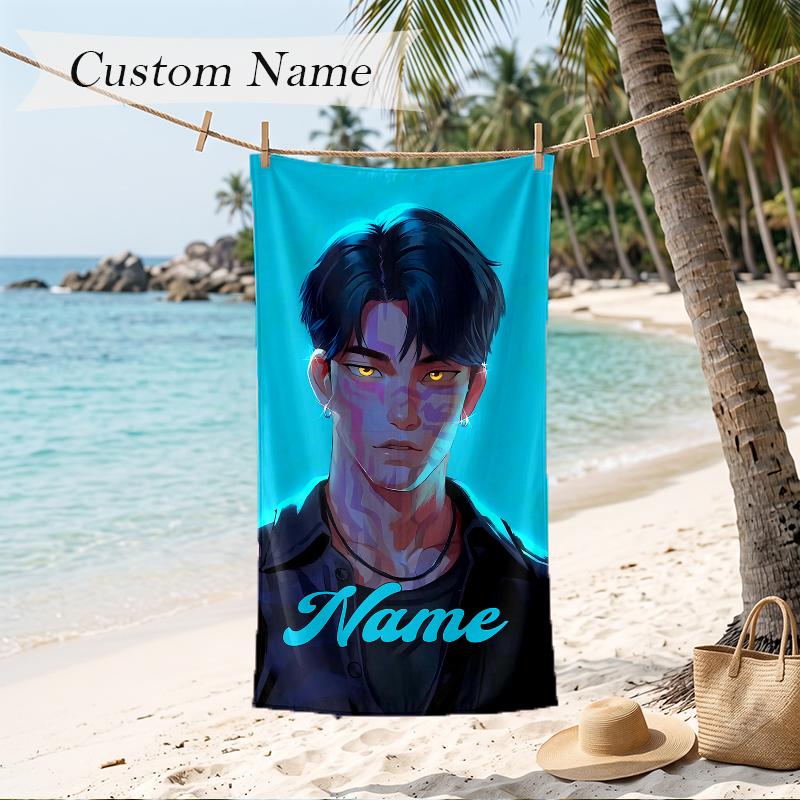 jinu Custom Name Printed Beach Towel Personalized Soft Towel For Swimming Beach Travel