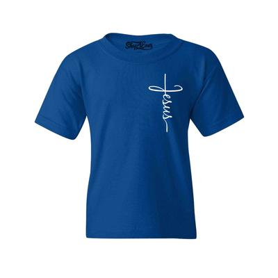 Jesus Cross Cursive Script Pocket Size Kids TShirt Jesus Shirt