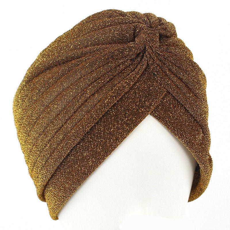 Cap Chemo Golden Bright Hat Baotou Headscarf Silk Indian Hat Turban Cap Muslim