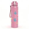 1PC Pink Crab Ocean Seamless Pattern 750ml Color Plastic Sports Water Bottle Leakproof Flip Straw Lid Suitable for Sports Office Home Use
