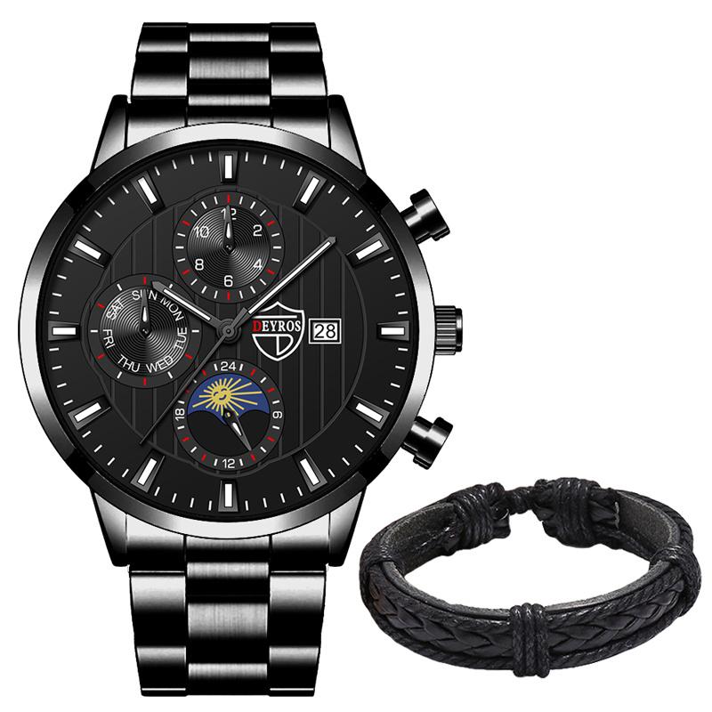 Мужские модные спортивные наручные часы класса люкс мужские деловые кварцевые часы из нержавеющей стали мужские повседневные часы с кожаным браслетом светящиеся часы