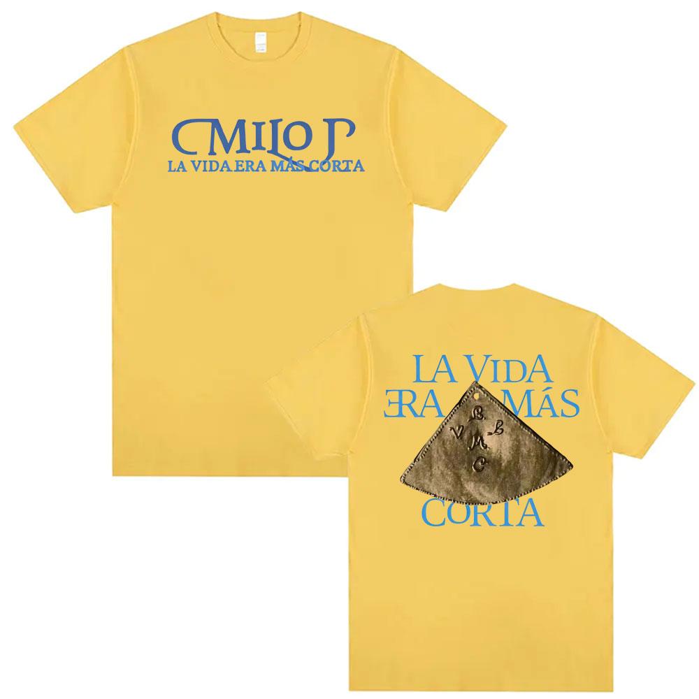 Rapper Milo J La Vida Era Mas Corta New Album Tour 2026 T Shirts Unisex Women Fashion Vintage Tee Shirt Cotton Short Sleeve Tshirt