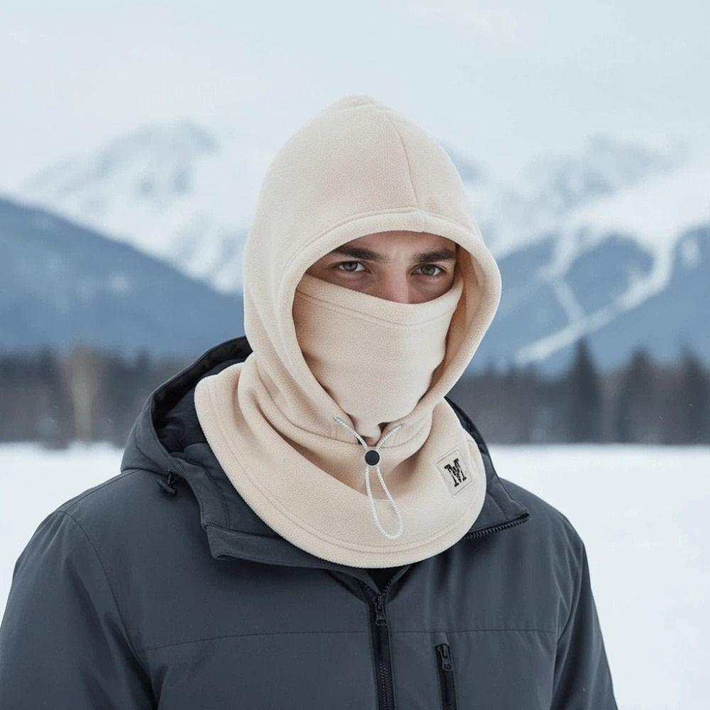 Windproof Hooded Neck Cap Drawstring Men Helmet Hat Fashion Fleece Balaclava Hat Cycling