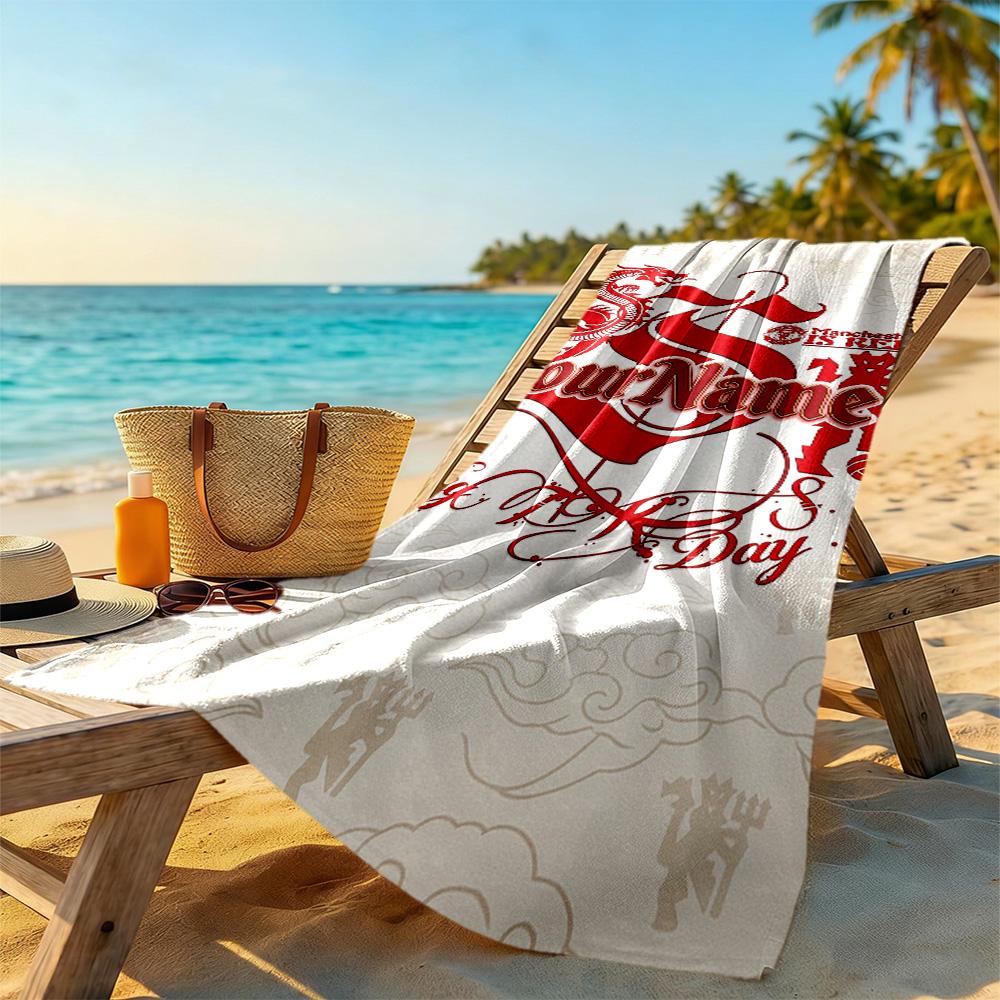 Manchester Customized Name Beach Towel Super Soft Microfiber Quickdry Fabric