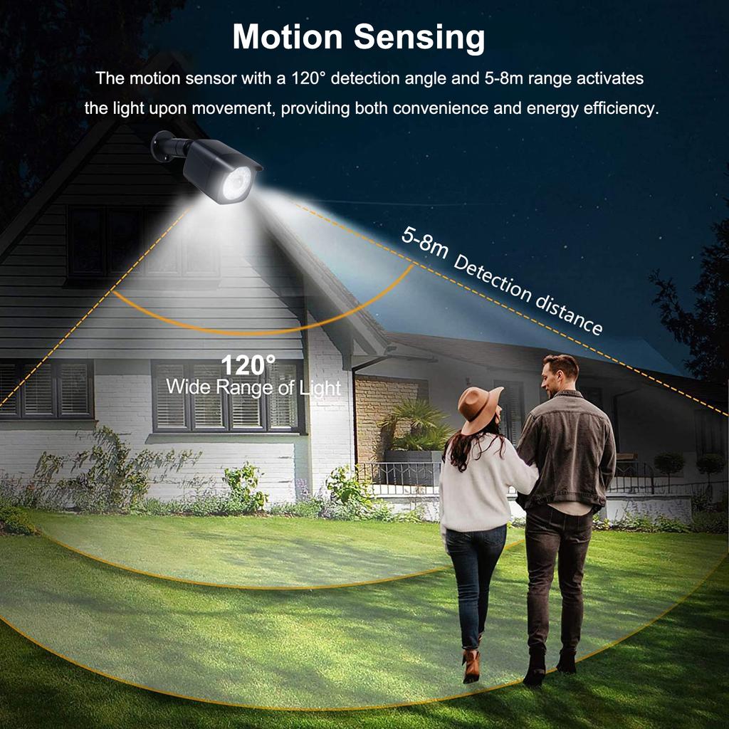Уличный датчик движения Солнечные фонари Моделирование охранного освещения Светодиодный прожектор Сад на солнечных батареях
