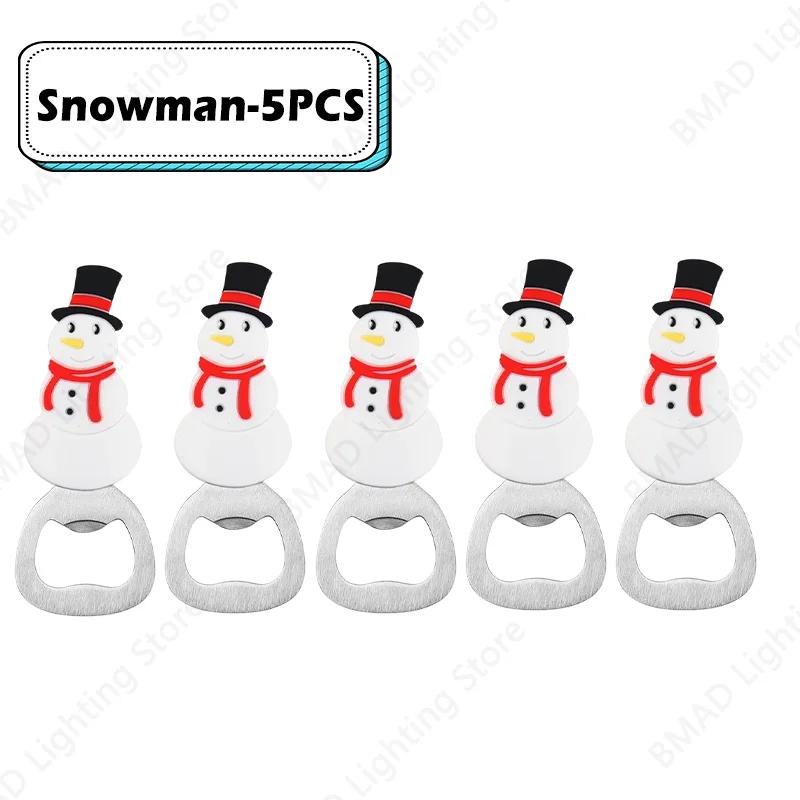 Christmas Beer Opener Santa Snowman Bottle Openers Silicone Stainless Steel for 2025 Christmas Party Decor Supplies