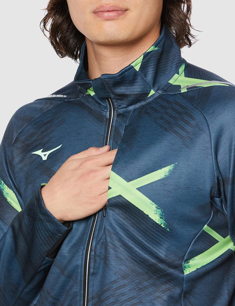 Mizuno Stretch Synergy with Sports Sea Size L Warm-Up Jacket, Design, Player-Linked Pattern, Jersey, 32MC2001, Navy,