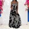 Women Plus Size Scoop Neck Strappy Sleeveless A Line Clover Printed Maxi Dress