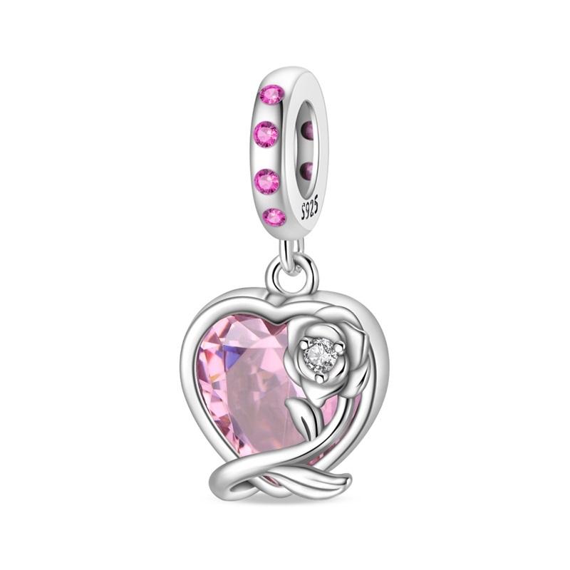 925 Silver Gem Butterfly Dragonfly Flowers Charms Pendant Fit Pandach 925 Bracelets DIY Little Fresh Jewelry