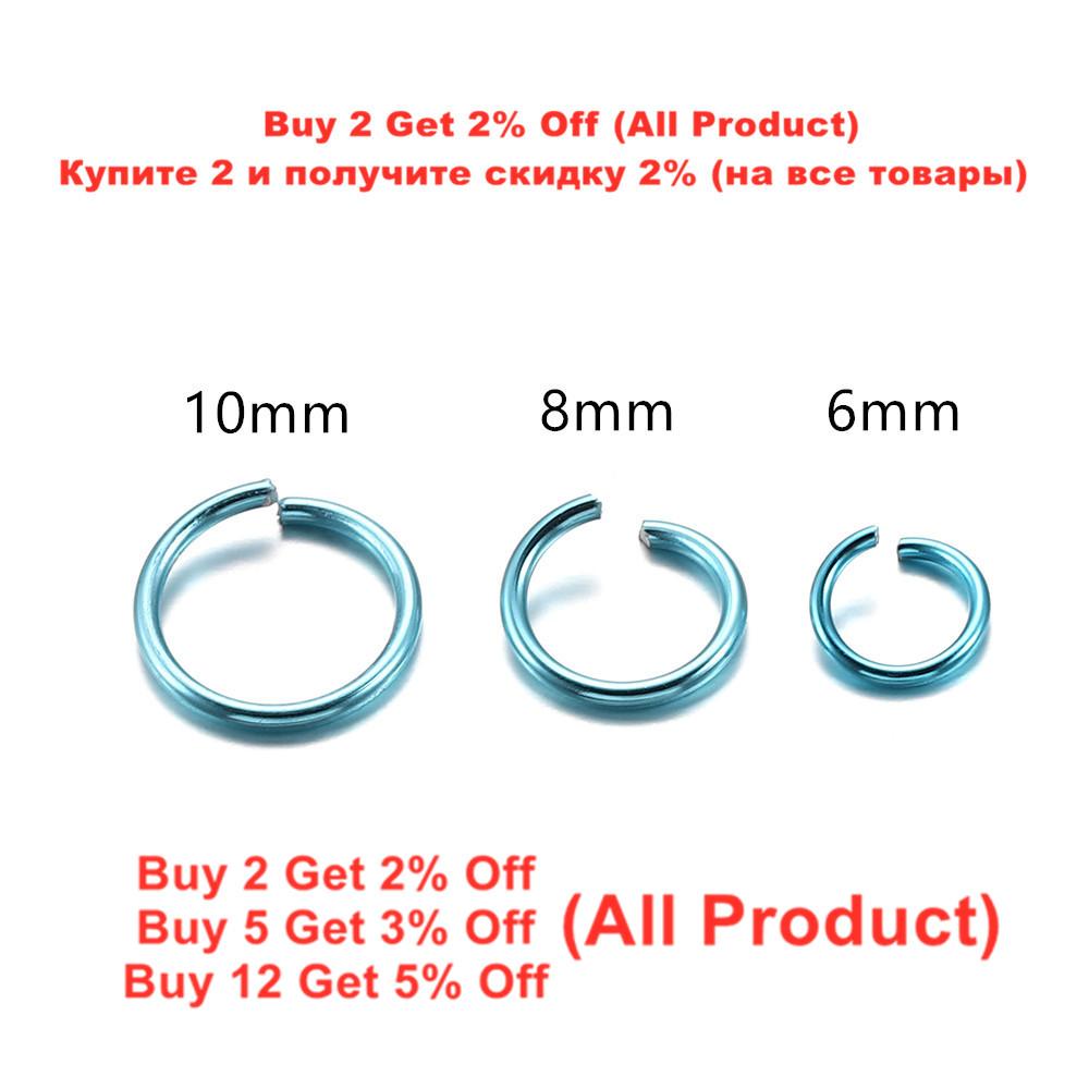 300Pcs/Lot 6 8 10 mm Metal Colorful Open Jump Rings Split Rings Jump Rings Connectors For DIY Jewelry Making Findings Supplies