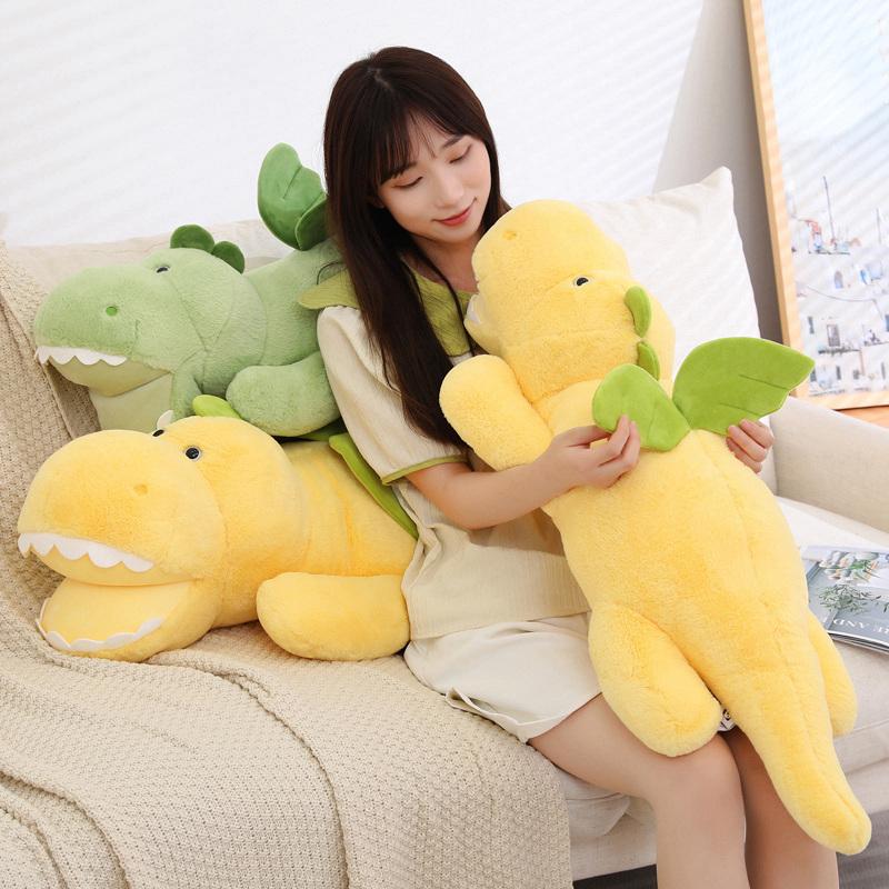 1PC 110CM Big Size Dinosaur Plush Toys Charming Dino with Wings Stuffed Soft Pillow Cushion Kawaii Birthday Gifts for Kids Boys