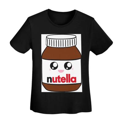 Футболка Nutella Женская с коротким рукавом Футболки с круглым вырезом Уличная одежда Хлопок Летние футболки Уличная одежда