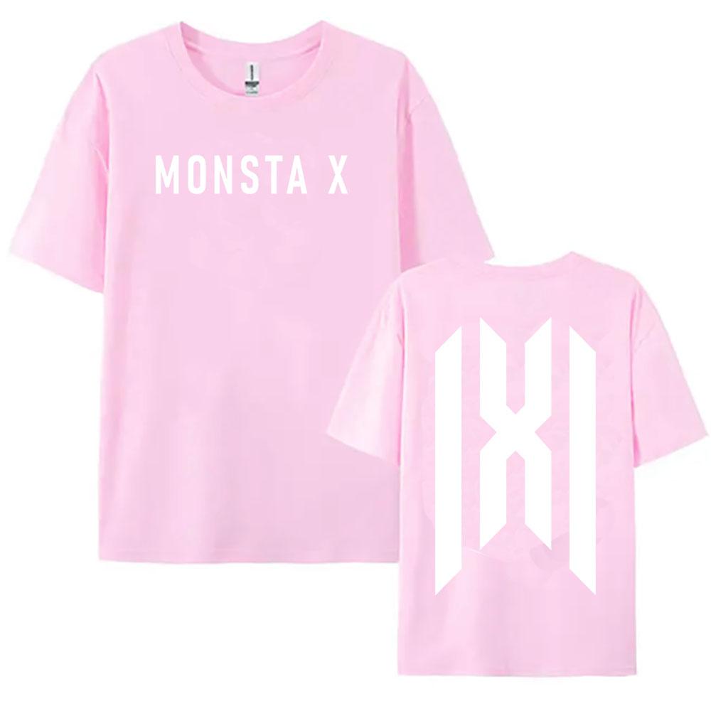 MONSTA XX Корейская группа Дизайн логотипа Футболка Круглый вырез Летняя с коротким рукавом Женские футболки Унисекс Уличная мода Хлопок Женские футболки