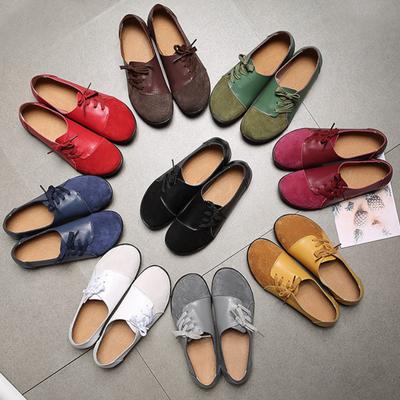 2024 Новые женские туфли на шнуровке, повседневная обувь без застежек, модные нескользящие однотонные женские мокасины для прогулок на открытом воздухе, обувь на плоской подошве