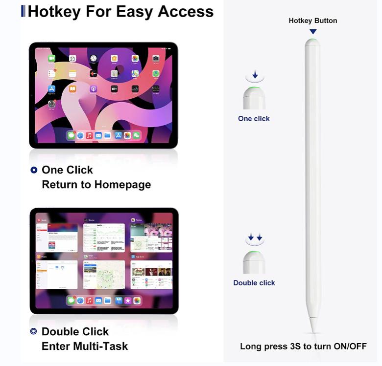 Pink Stylus Pen Magnetic Charging With Home Button App Switcher Wireless Pen Palm Rejection for iPad 2025