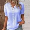 Summer Women Fashion New Short Sleeved Shirt Holiday American European Style Hollow