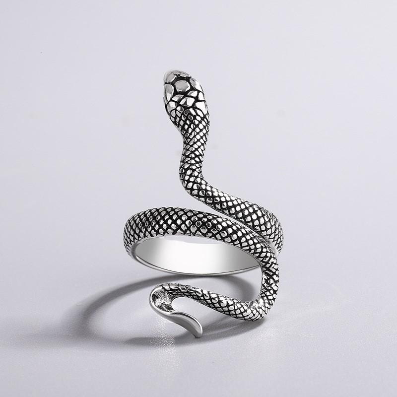 Vintage Thai Silver Snake Rings for Women Niche Trendy Winding Snake Party Jewelry Friends Gifts