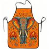 Ethnic Elephant Apron with Lotus Paisley, Artistic Cooking Baking Apron