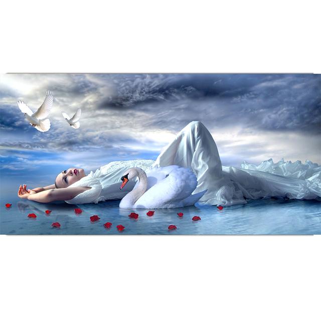 Красивая Пейзажная Живопись Красота и Белый Лебедь Гостиная Печать Холст Картина Маслом Декоративная Живопись Крыльцо