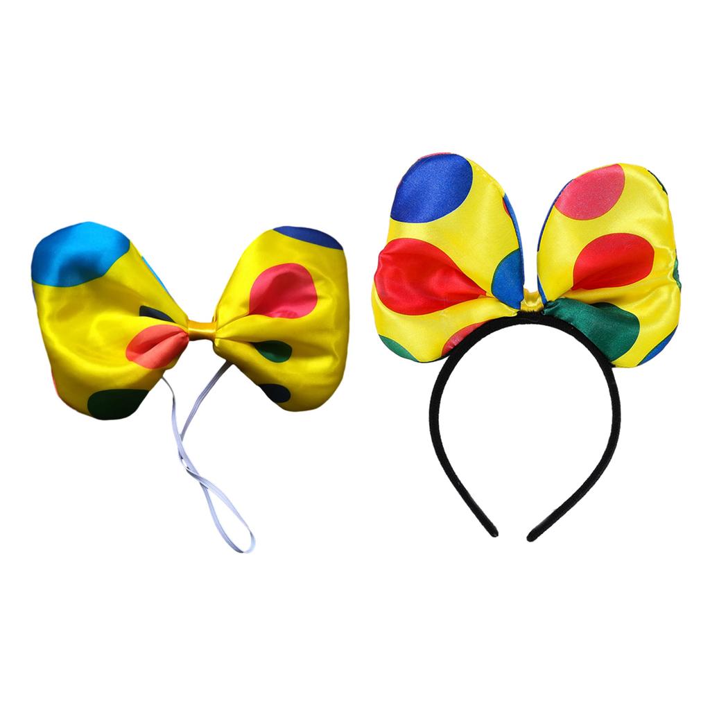Amusement Park Clown Bow Tie/Necktie/Hairband Universal Men Circus Vintage Show Style Adult Cosplay Party Accessories