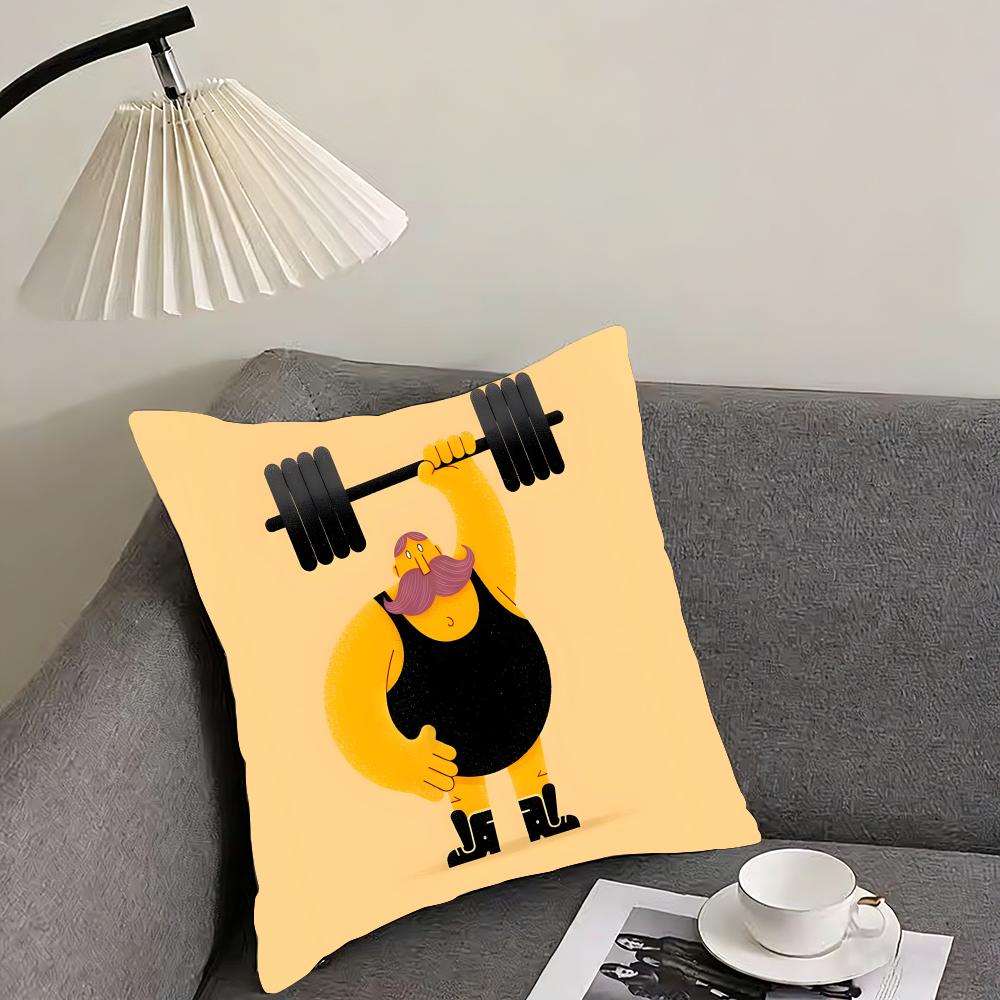 Gym Fitness Bodybuilding Workout Cushion Cover Pillowcase Ultra Soft Skin Friendly Fabric Cloud Like Comfort Concealed Zipper