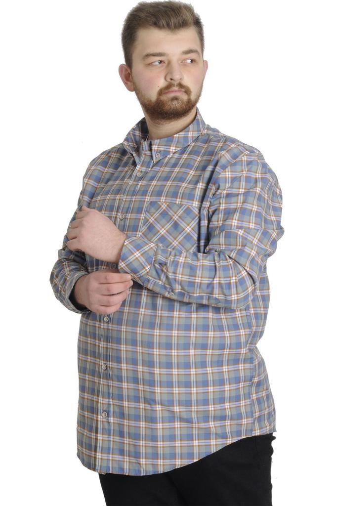 Мужская рубашка больших размеров размера плюс Xl Мужская рубашка больших размеров в клетку с длинным рукавом зеленая