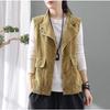 Women's Cardigan Vest Double Corduroy Cardigan Vest Jacket Autumn Winter Lapel Vest Top Vintage