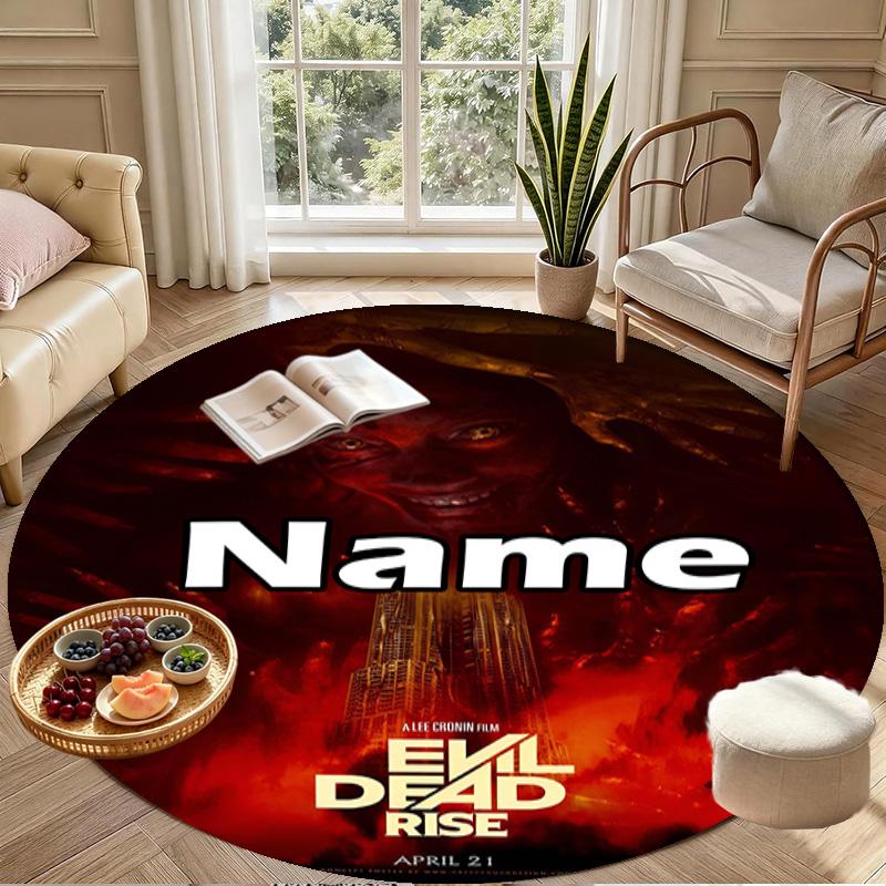 Custom Name Personalized The Evil Dead Print Round Rug, Versatile Home Decor Carpet, for Playroom, Apartment, Balcony, Entryway, Hallway Gift