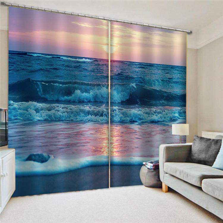 Природа Senery закат пляж небо море дерево окна занавески жалюзи для гостиной детская спальня ванная комната кухня дверь домашний декор2 шт