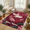 Floral Garden Theme Crystal Velvet Rug Personalized Custom Name Text Soft Floor Mat Home Decor