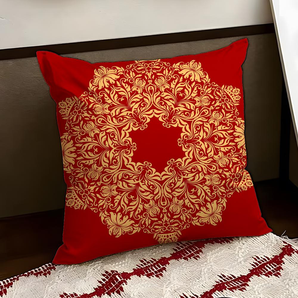 Quaint European Retro Motif Cushion Cover Reversible Soft Durable Pillow Cover Home Car MultiScene Use for Daily Comfort