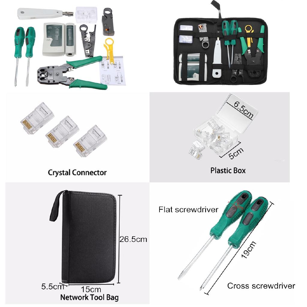 11 шт. Инструмент для обжима сетевых кабелей LAN, ручной инструмент для ремонта, тестер кабелей, коннектор Ethernet Cat5, тест RJ45, инструмент для зачистки кабелей