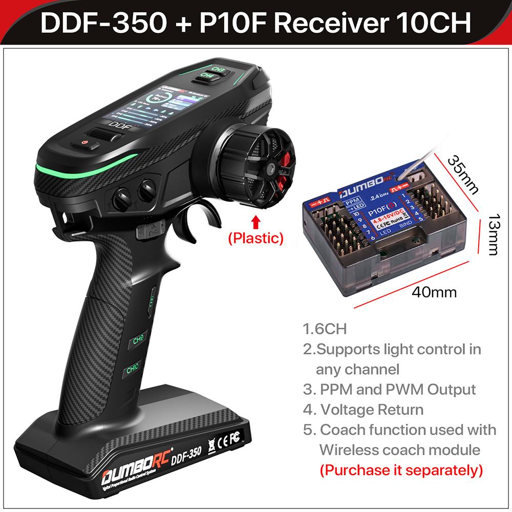 DUMBORC 2.4G 10-канальный цифровой радиопульт управления DDF-350 передатчик с приемником для радиоуправляемой машины, лодки, танка, ЖК-дисплей, система FHSS