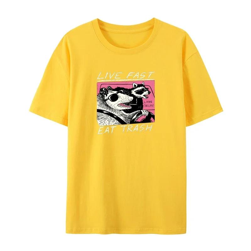 Будь счастлив! Ешьте мусор! Футболка, горячая распродажа, новая мужская футболка, Camisas Hombre, хлопок, европейский размер, повседневная модная футболка