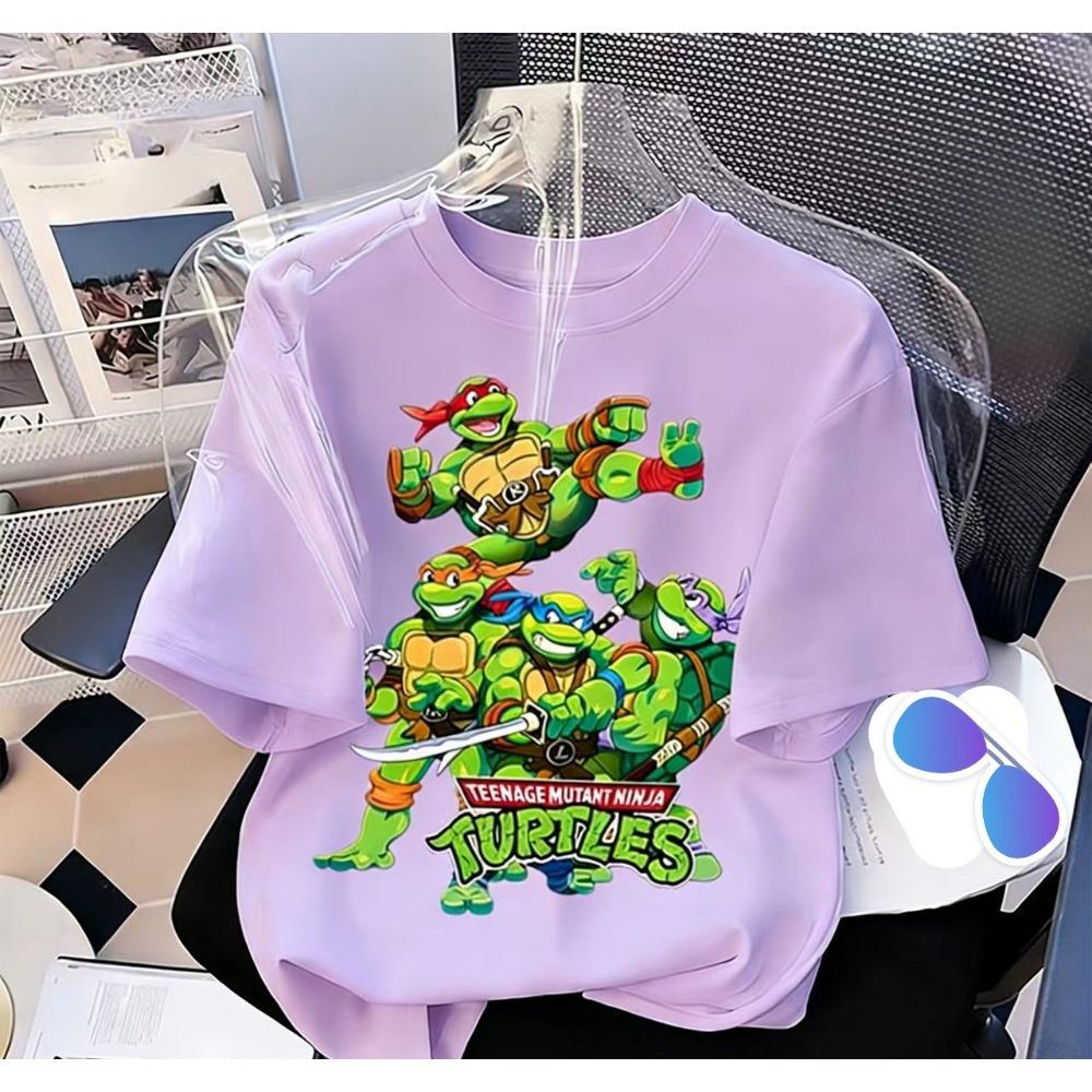 NickelodeonNinja Nick - Children Ninja Turtles Pattern Printed Pure Cotton Soft-Fitting T-Shirt for Kids - Cute Top