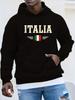 ITALIA Толстовка с графическим изображением итальянского флага для полных - Свободный крой, повседневный пуловер с потертыми буквами