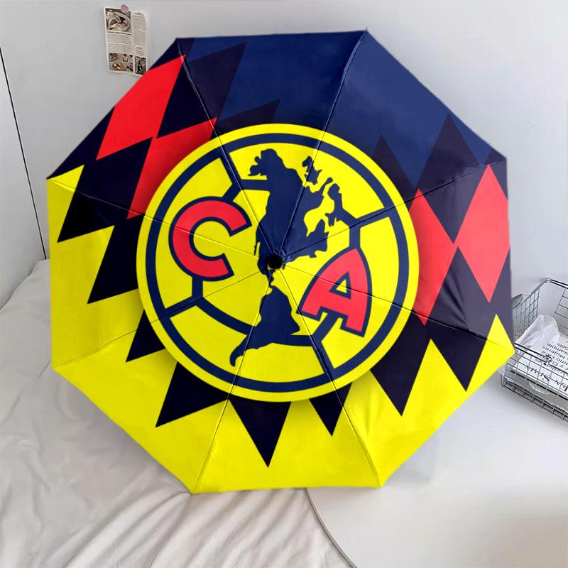 Узор Club América, автоматический складной зонт, портативная и складная конструкция, 8 спиц, рождественский или день рождения подарок.