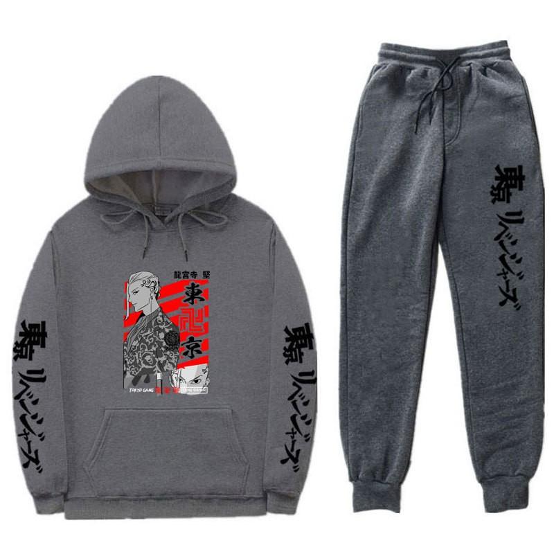Мужской оверсайз комплект из худи и брюк Streetwear с мультяшным принтом, свободный крой, утепленный флисом, повседневный спортивный костюм