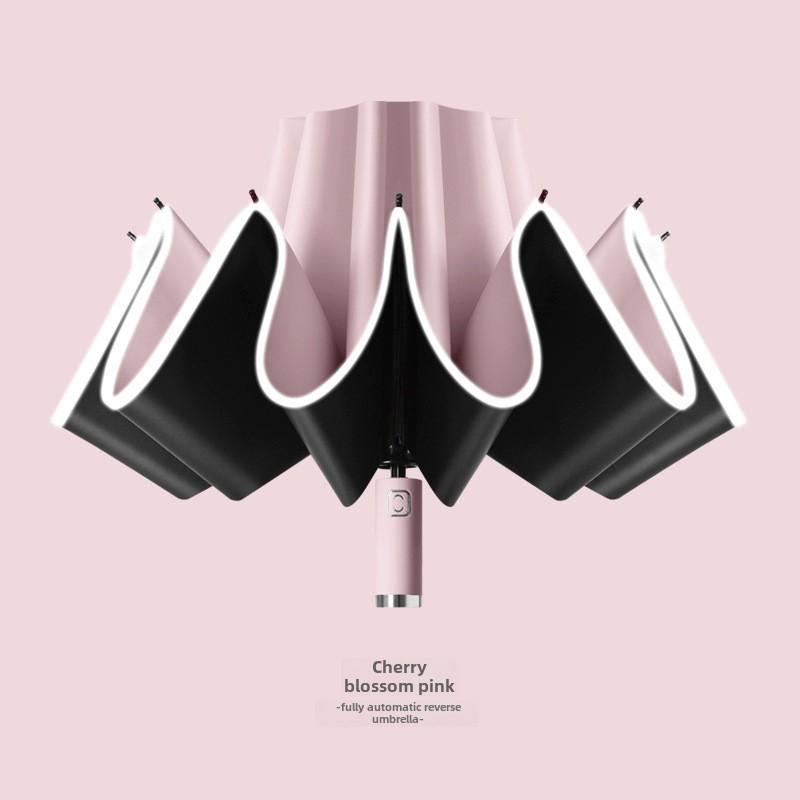 Retro Large Automatic Reverse Sunshade Umbrella for Men and Women - UV Protection for Sun and Rainy Days