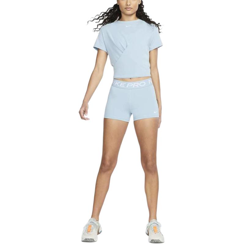 Nike Футболка с коротким рукавом и круглым вырезом Dri-Fit Solid Logo, женские топы, синяя DD4922-494